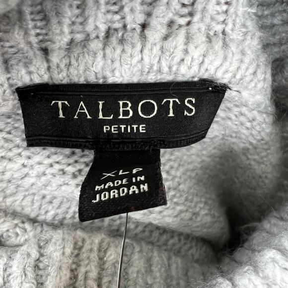 NWT Talbots Gray Blue Striped Knit Long Sleeve Turtleneck Sweater Pullover PXL - Picture 6 of 9